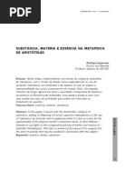 SUBSTÂNCIA, MATÉRIA E ESSÊNCIA NA METAFÍSICA DE ARISTÓTELES