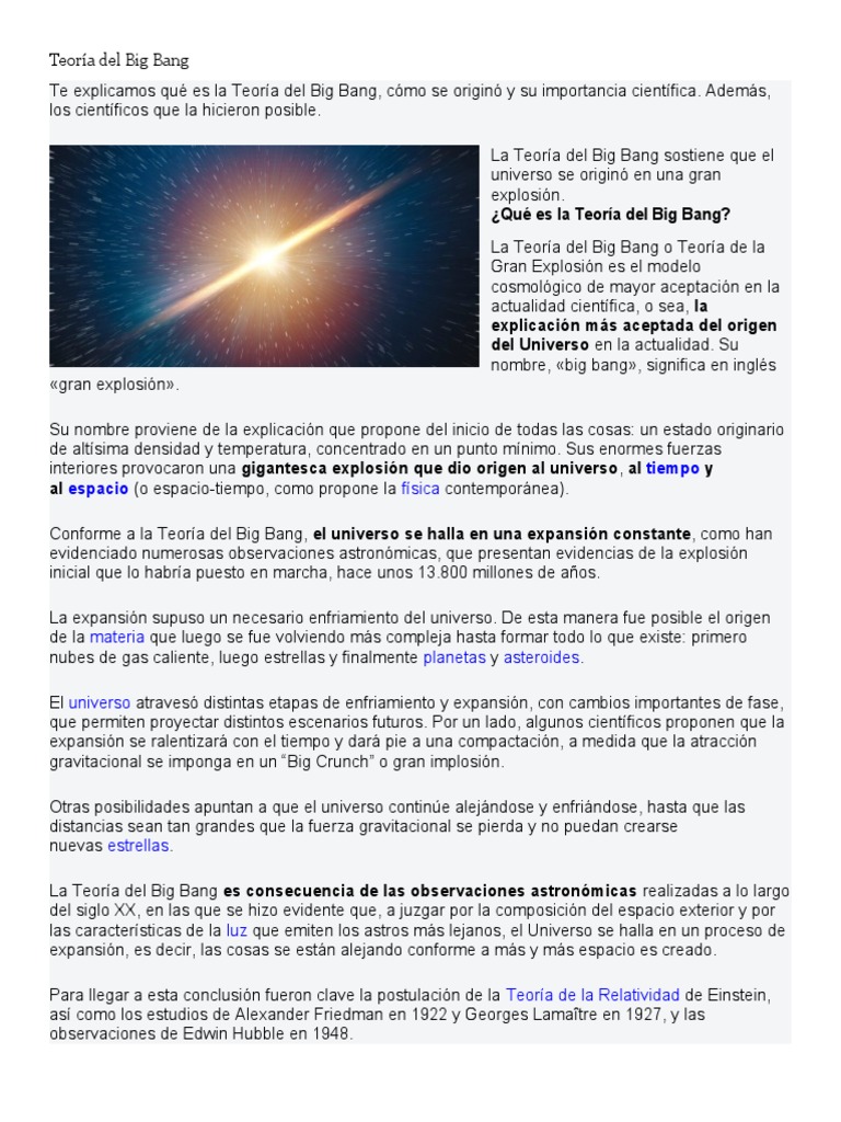 Teoría Del Big Bang | PDF | Big Bang | Universo