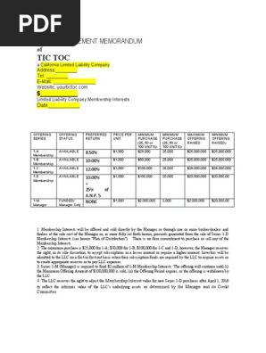 PRIVATE PLACEMENT MEMORANDUM