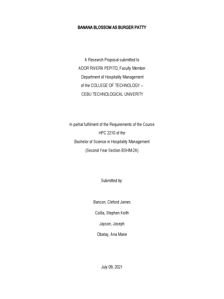 Banana Blossom As Burger Patty PDF Banana Nutrition