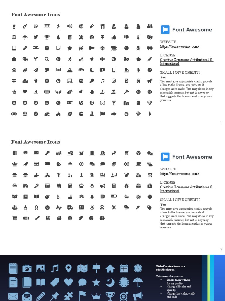 Font Awesome Icons SlidesCarnival Resources PDF Icon