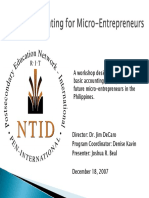 A Workshop Designed To Expose Basic Accounting Principles To Future Micro-Entrepreneurs in The Philippines