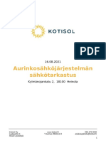 Aurinkosähköjärjestelmän Sähkötarkastuspöytäkirja