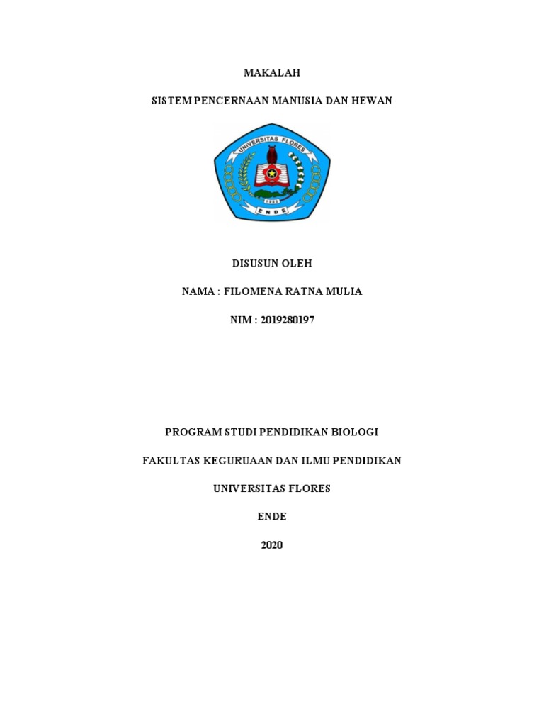 Makalah Sistem Pencernaan Manusia Dan Hewan | PDF
