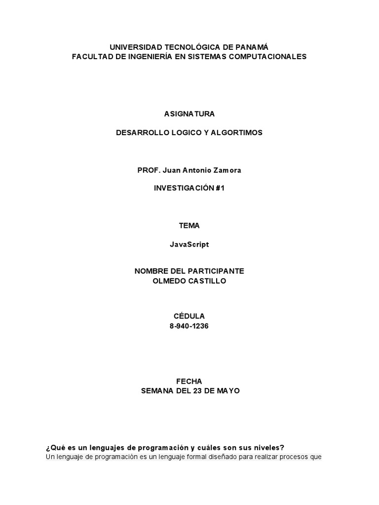 Historia y Niveles de JavaScript | PDF | Script Java | Lenguaje de ...