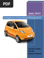 June Une 2022: Assignment of of Operational Management Management