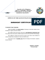 Barangay travel certificates