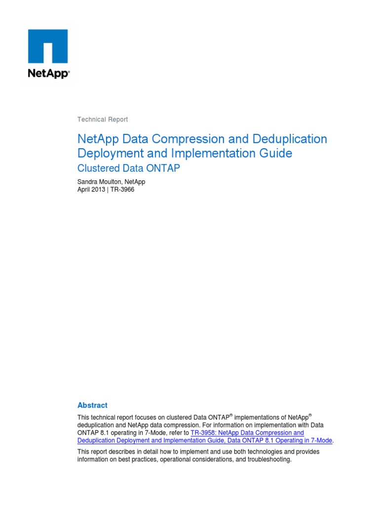Deduplication Netapp PDF Backup Data Compression