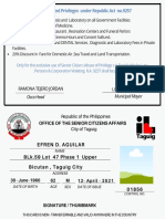 Only For The Exclusive Use of Senior Citizen Abuse of Privilege S Is Punishable by Law, Persons & Corporation Violating R.A. 9257 Shall Be Penalized