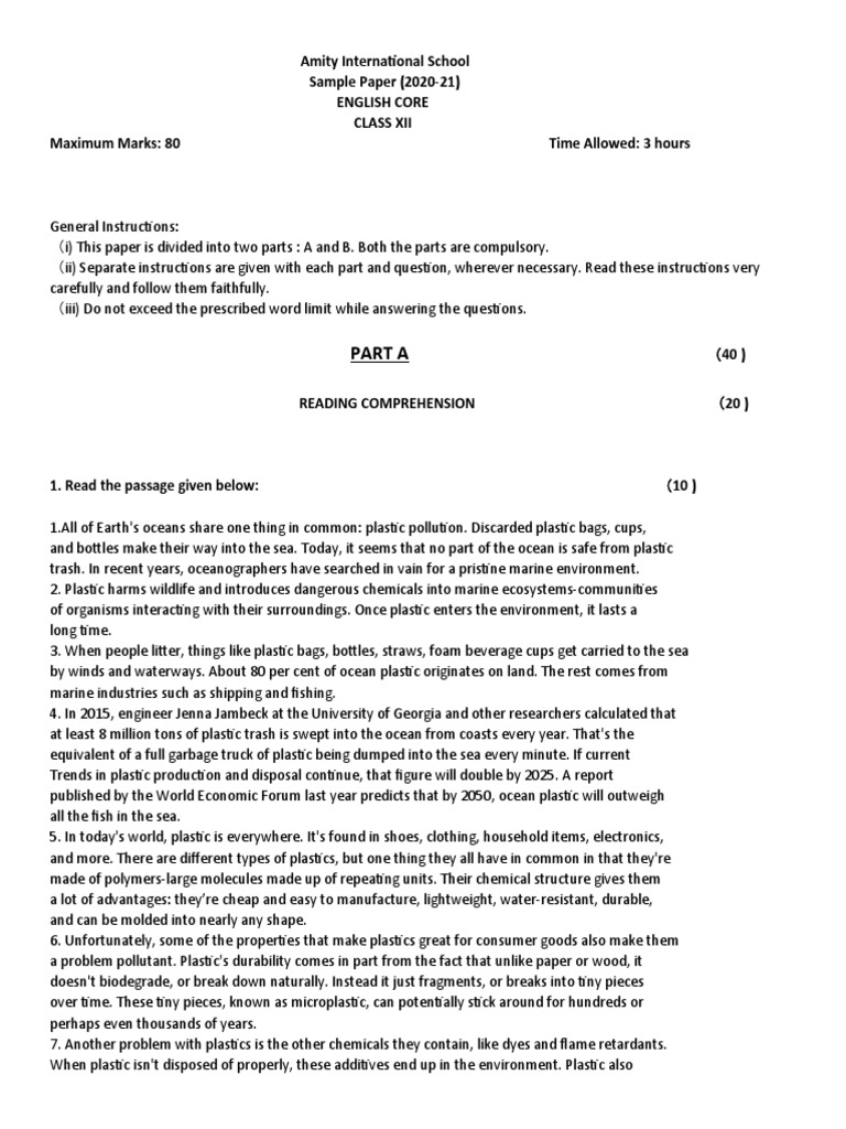 English Sample Paper XII PDF Caffeine Drink