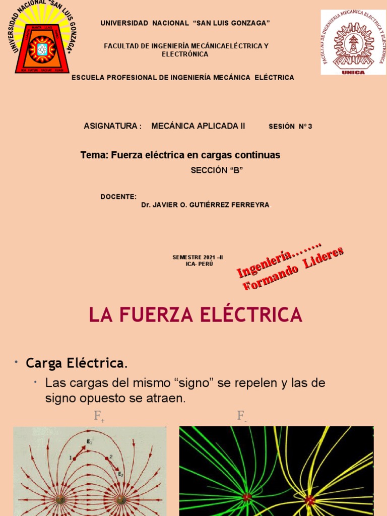 SESIÓN 3 Fuerza Eléctrica en Cargas Continuas PDF Mecánica