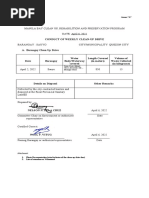 Conduct of Weekly Clean-Up Drive: (Form 1 For Barangay)