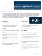 Toastmaster Script and Checklist Letter Size