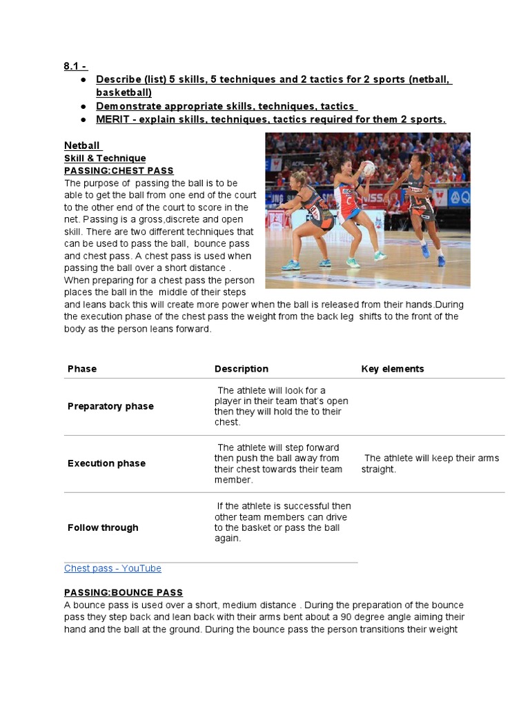 Skill & Technique PassingChest Pass PDF Anatomical Terms Of Motion