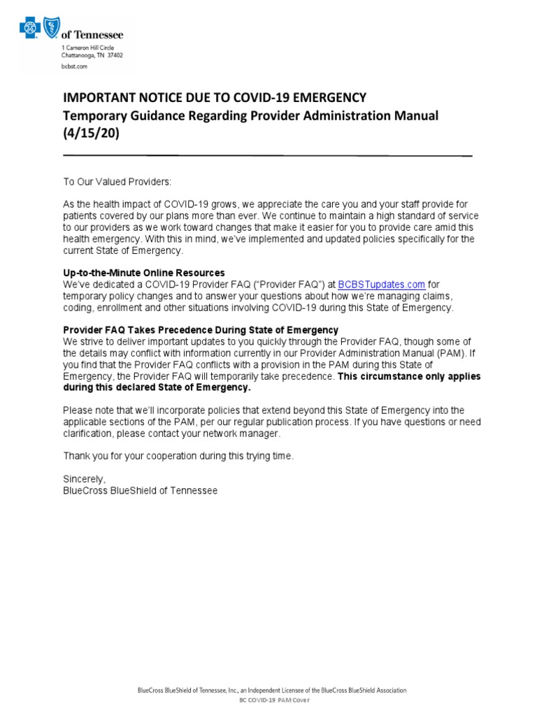 BCBST PAM PDF Health Insurance Portability And Accountability Act