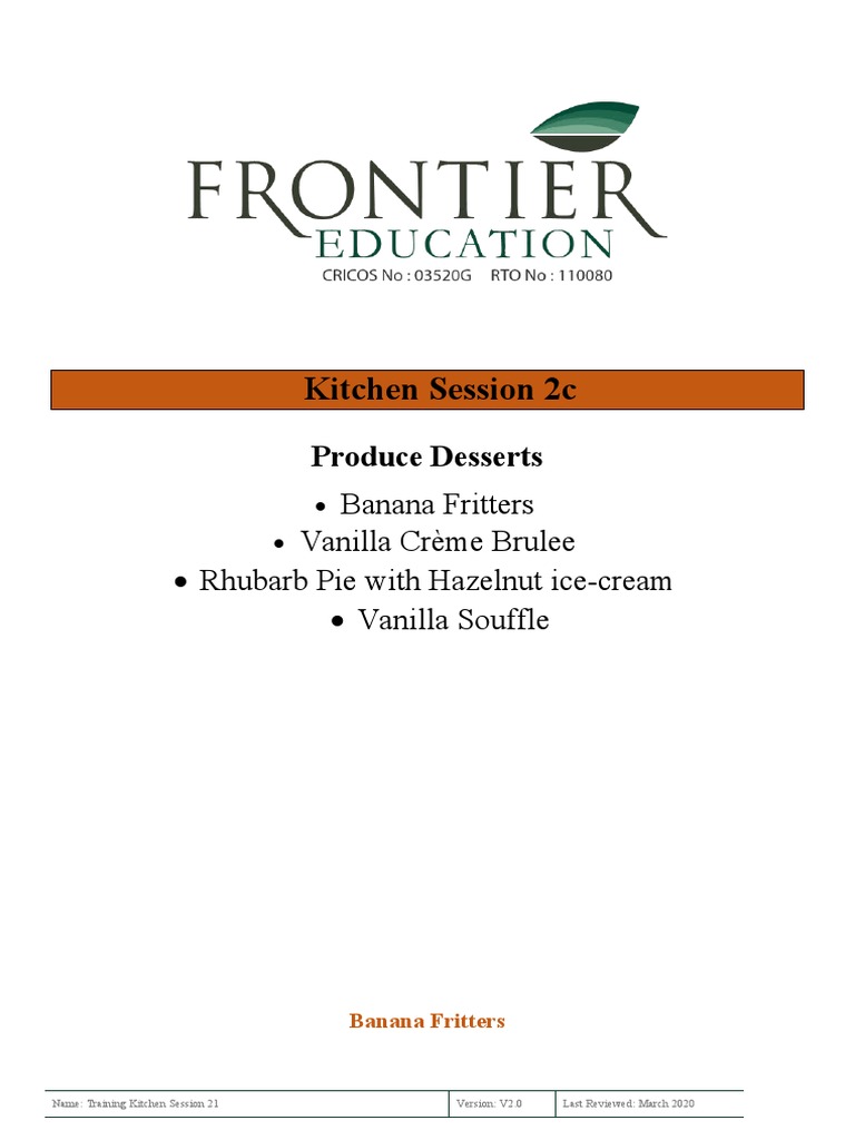 Dessert Recipes for Kitchen Training | PDF | Ice Cream | Egg As Food