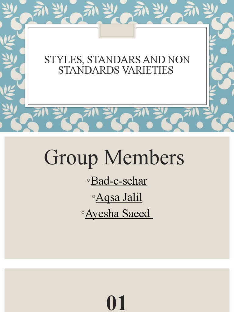 Styles, Standars and Non Standards Varieties PDF Linguistics