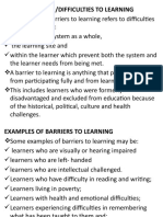 Barriers /difficulties To Learning