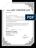 Salary Certificate: Manager First, Last Name