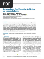 Blockchain Based Cloud Computing Architecture and Research Challenges