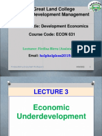 Great Land College MA in Development Management: Course Title: Development Economics Course Code: ECON 631