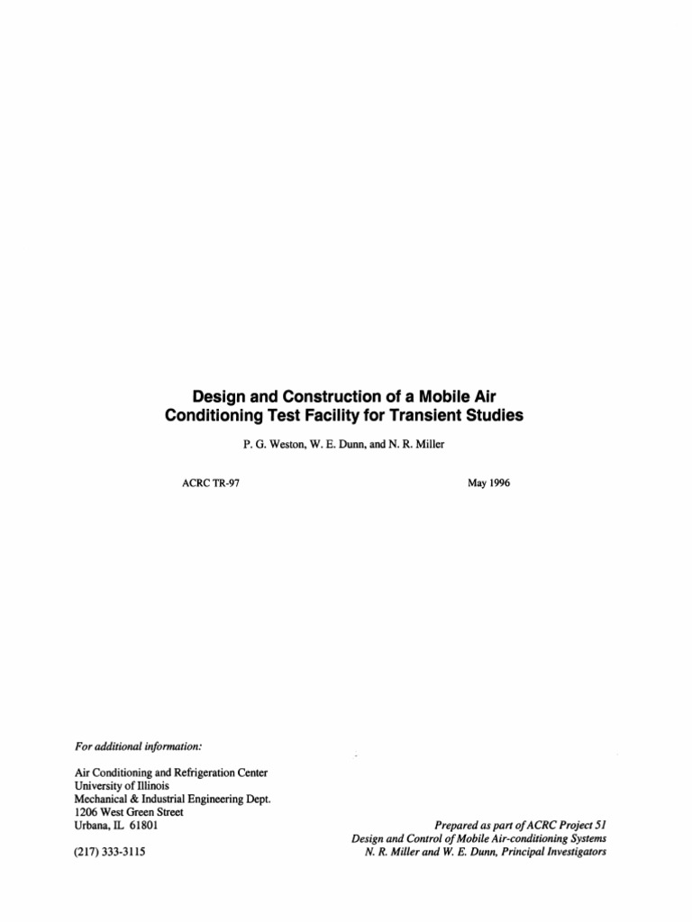 Design and Construction of A Mobile Air Conditioning Test Facility For