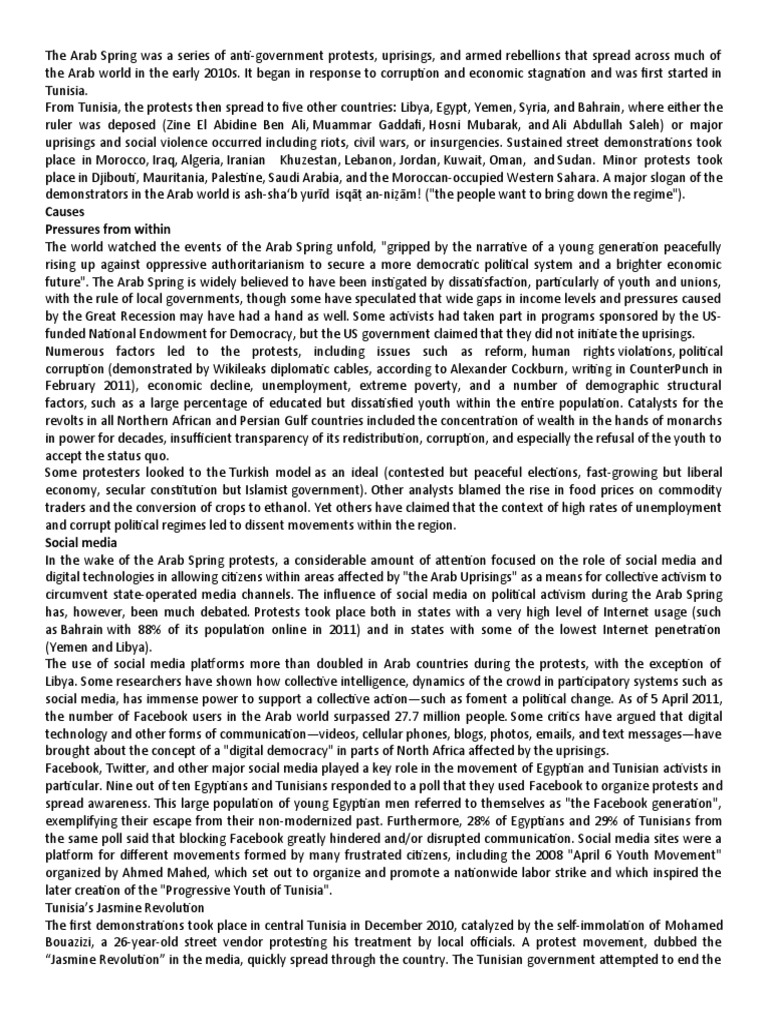 The Arab Spring PDF Arab Spring