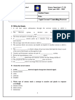 Subject: Biology Student Name: Grade: 7 Date: Revision Worksheet Topic2 Lesson 5 Controlling Processes