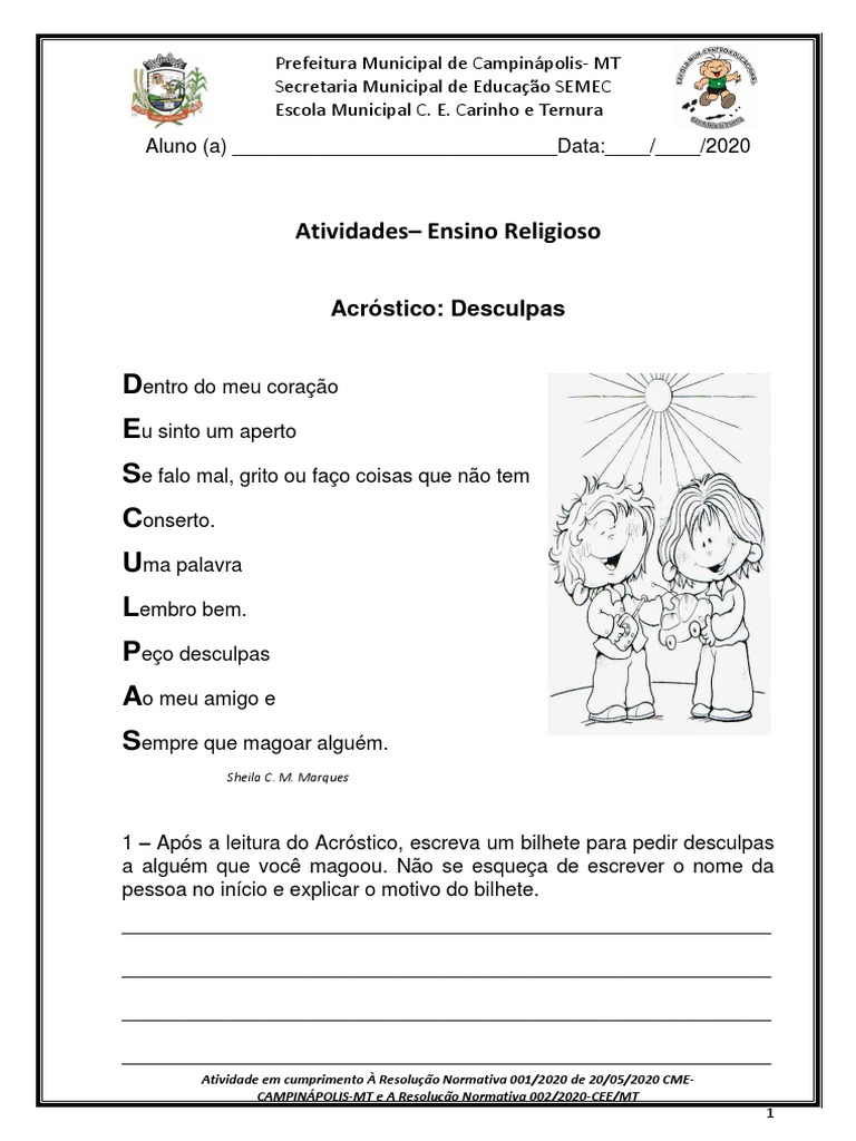Atividade Ens Religioso 3 Ano Matutino Prof Liliane Gomides e Selma ...