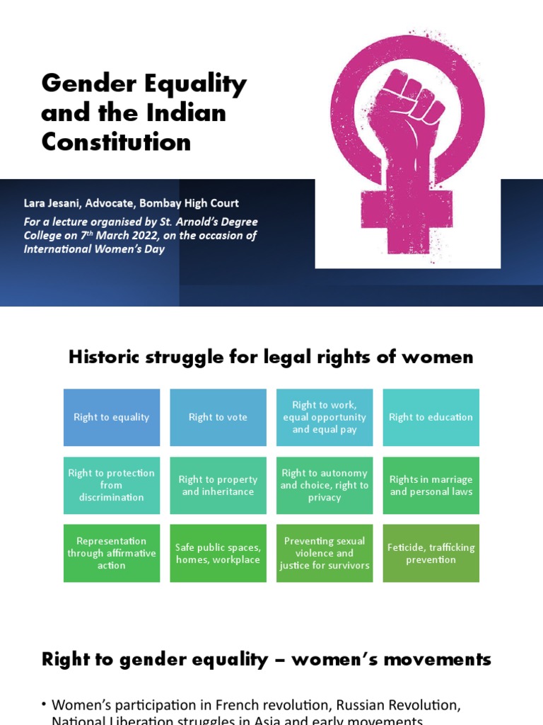 Gender Equality and Women's Rights in the Indian Constitution A Historic Struggle Realized
