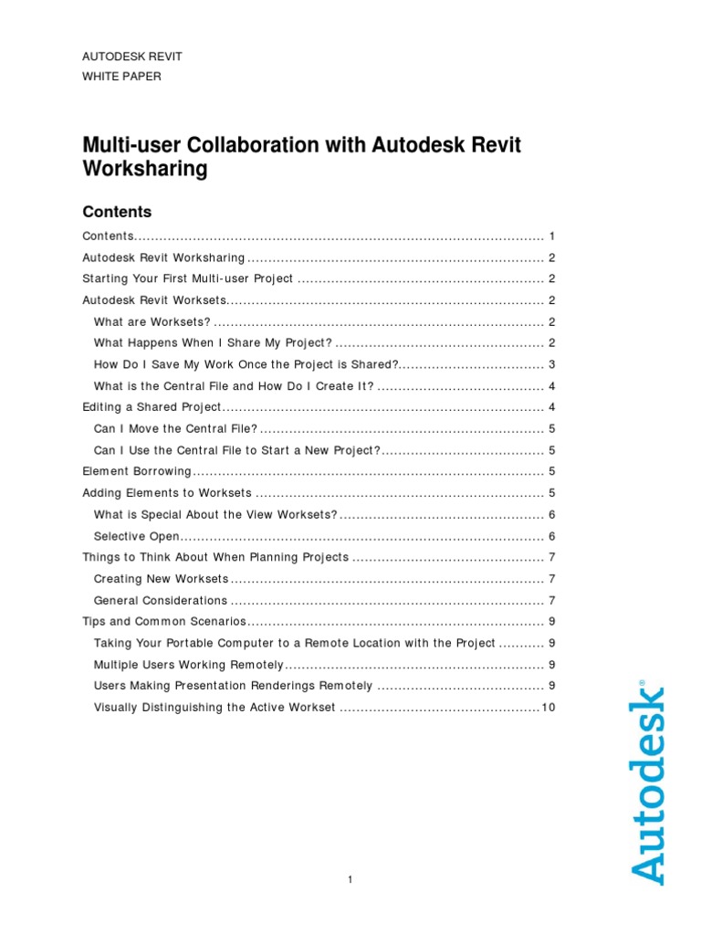 Multi User Collaboration With Autodesk Revit Worksharing | PDF ...