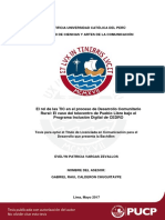 El Rol de Las TIC en El Proceso de Desarrollo Comunitario Rural: El Caso Del Telecentro de Pueblo Libre Bajo El Programa Inclusión Digital de CEDRO