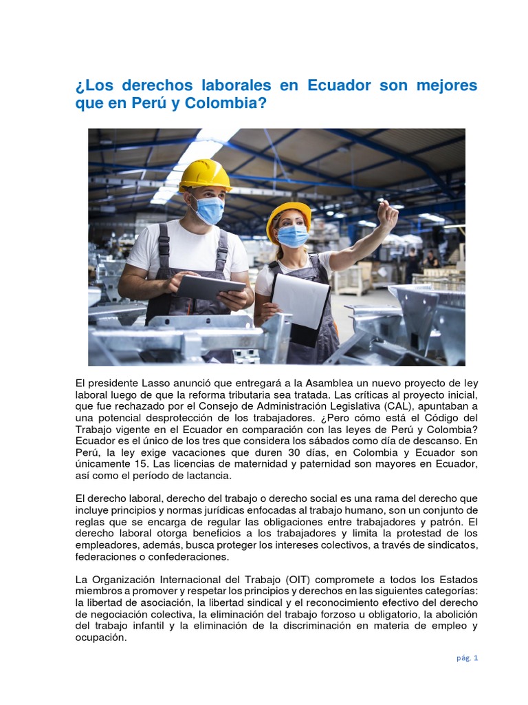 Derechos laborales en Ecuador comparados | PDF | Salario mínimo ...