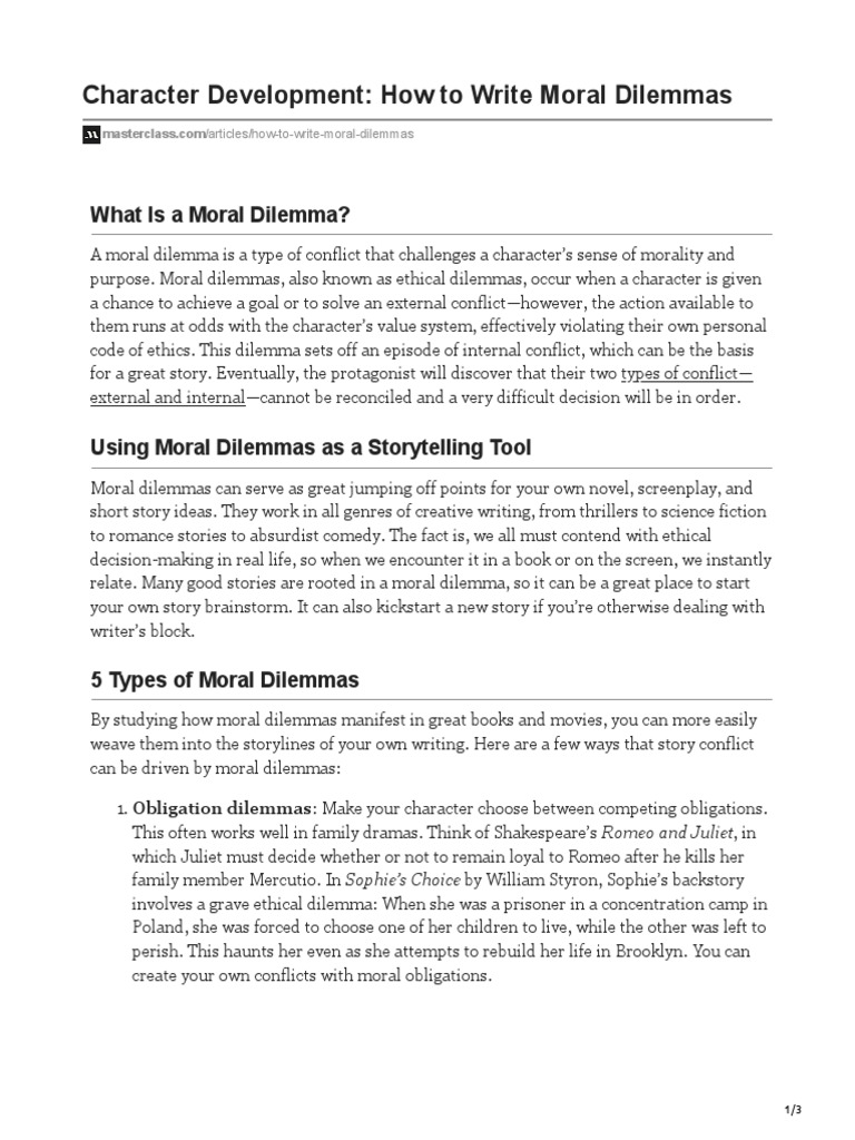 Crafting Compelling Moral Dilemmas | PDF | Morality | Storytelling
