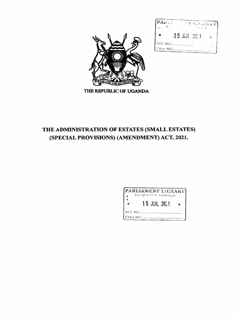 Administration of Estates (Small Estates) (Special Provisions