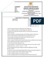 C Programming Course Exam - 80 Marks