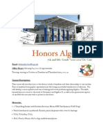 Honors Algebra I Syllabus