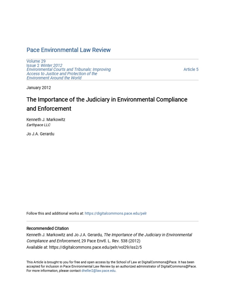 The Importance of The Judiciary in Environmental Compliance and E | PDF ...