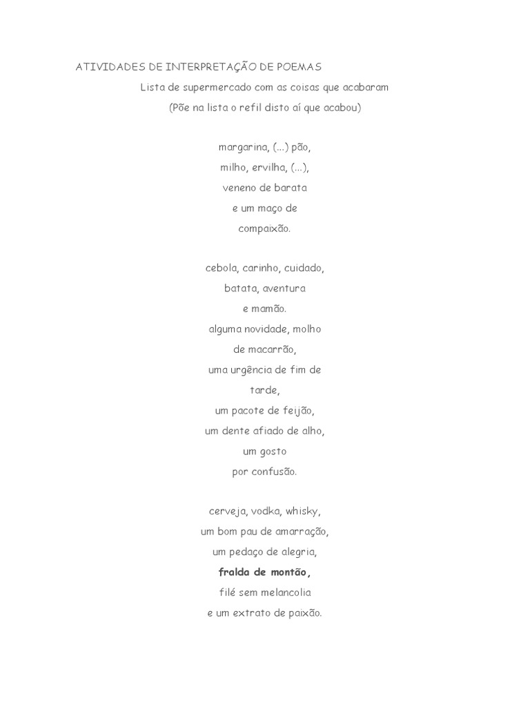 Atividades de Interpretação de Poemas | PDF