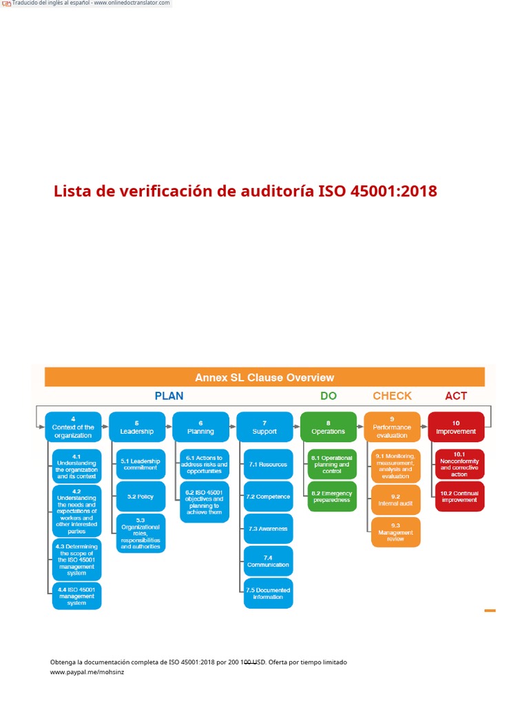 Iso 45001 Lista de Verificacion | PDF | Planificación