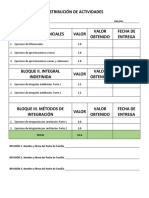 Distribución de Actividades Sexto Semestre