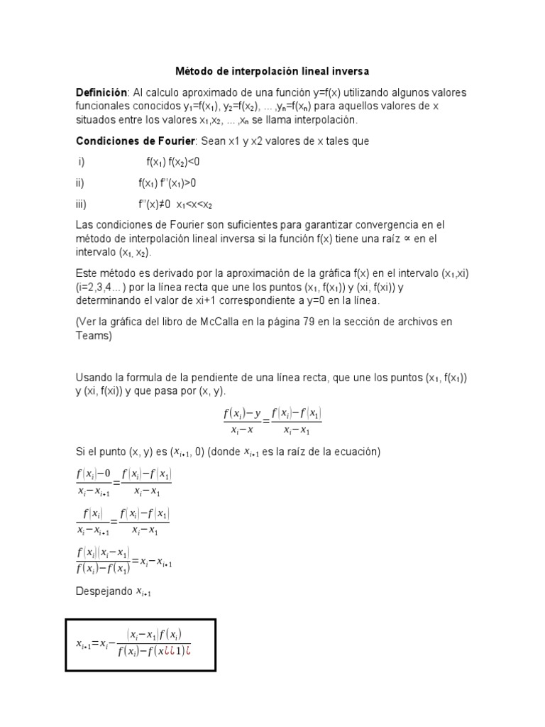 Interpolación Lineal Inversa y Newton-Raphson | PDF | Relaciones ...