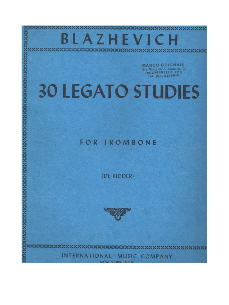 Blazhevich 30 Legato Studies For Trombone PDF