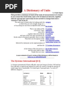 A Dictionary of Units and Conversions