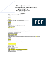 Transport Management & Motor Vehicle Act (PE AUE 611 B) : Model Question Bank