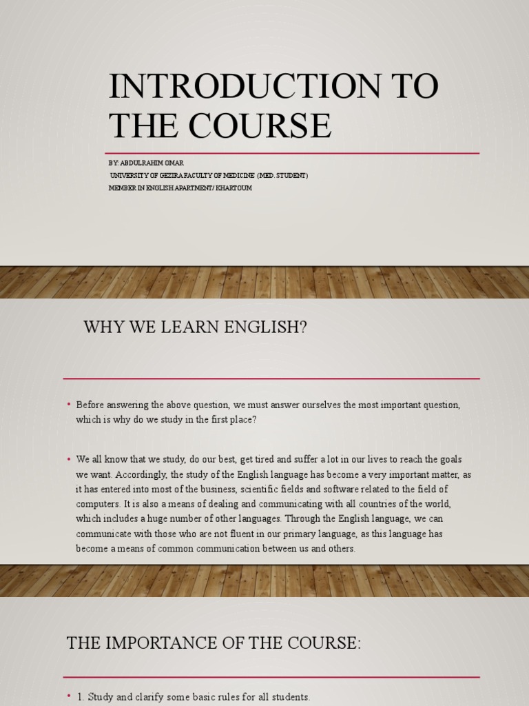 Introduction To The Course (E.C.S) | PDF