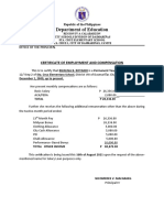 Department of Education: Certificate of Employment and Compensation