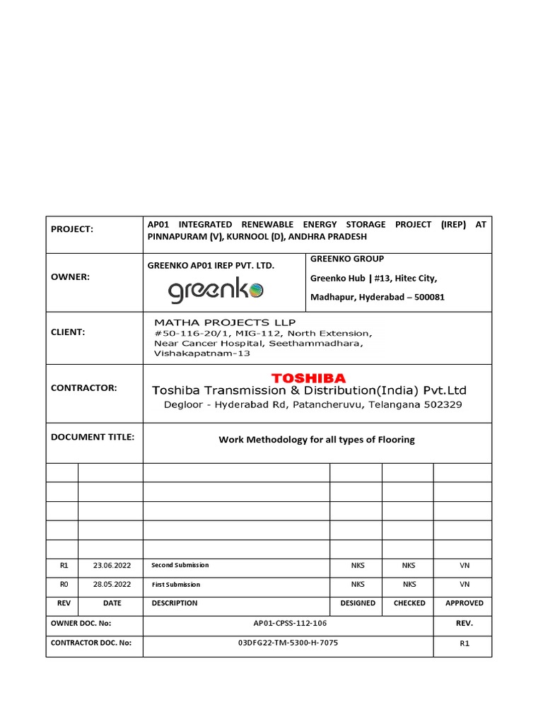 Work Methodology For All Types Flooring Work R1 PDF Concrete Tile