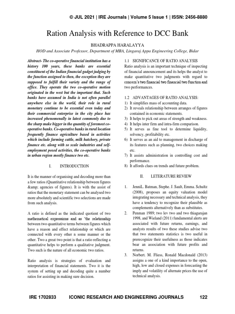 PAPER Ration Analysis With Reference To DCC Bank | PDF | Technical ...