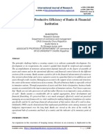 An Overview On Productive Efficiency of Banks & Financial Institution